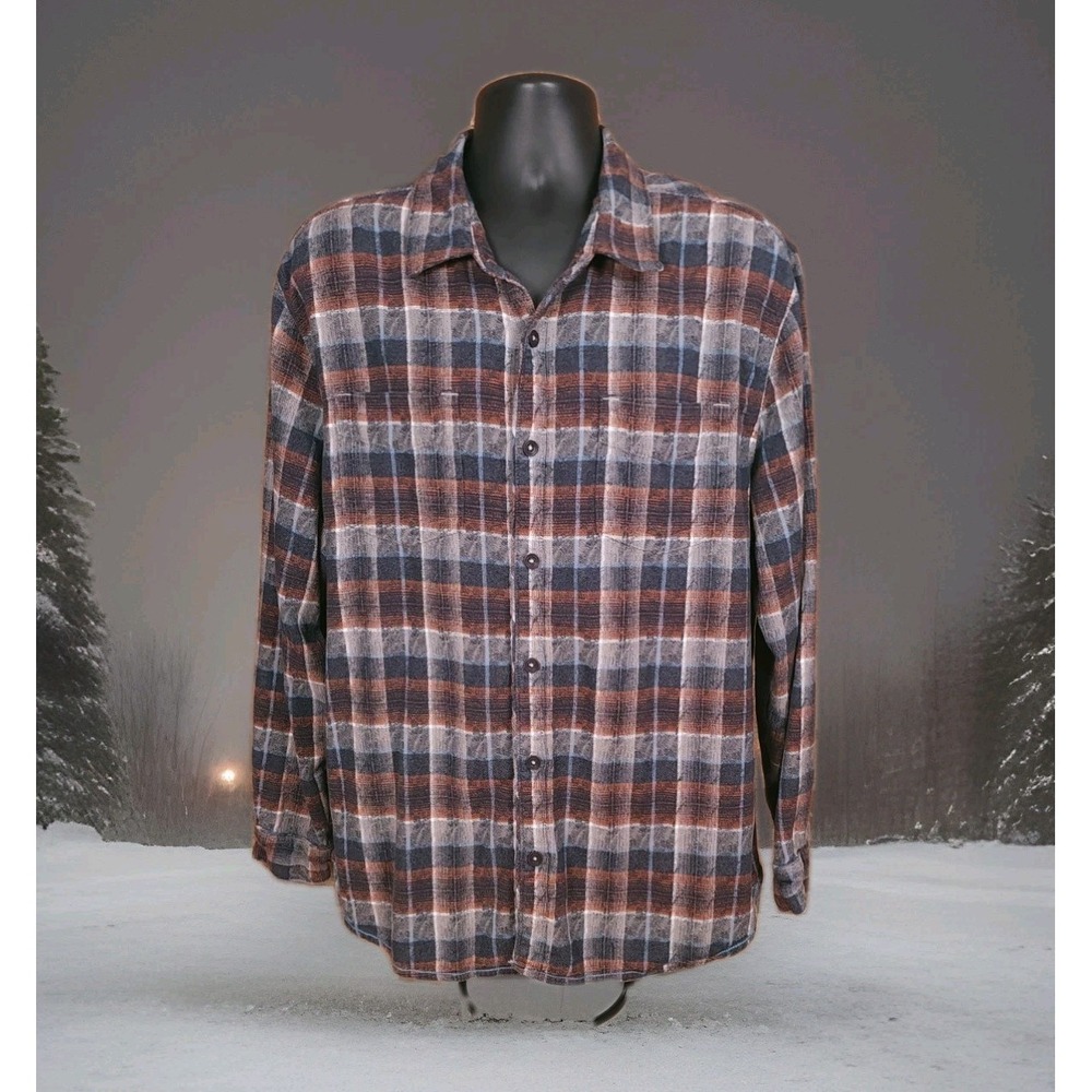 Carbon 2 Cobalt Shirt Size XL Brown Plaid Button Up Long Sleeve